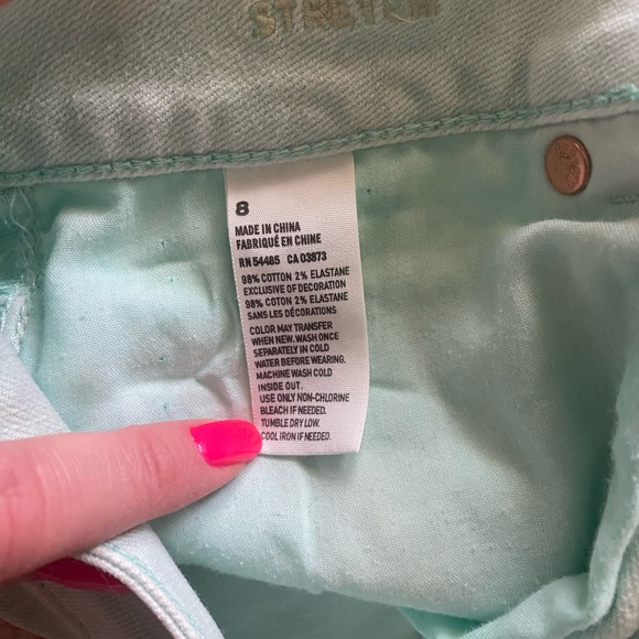 American Eagle Denim Shorts Mint Green Cut Off Fray Distressed High Rise Size 8 - Picture 7 of 10